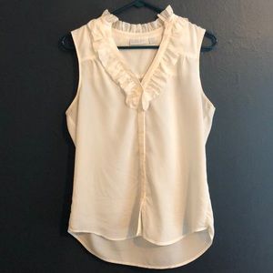 Cream Ruffle Tank Top